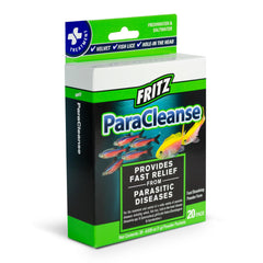 Fritz Aquatics Paracleanse: dosis en paquetes para tratamiento rápido de parásitos en acuarios.