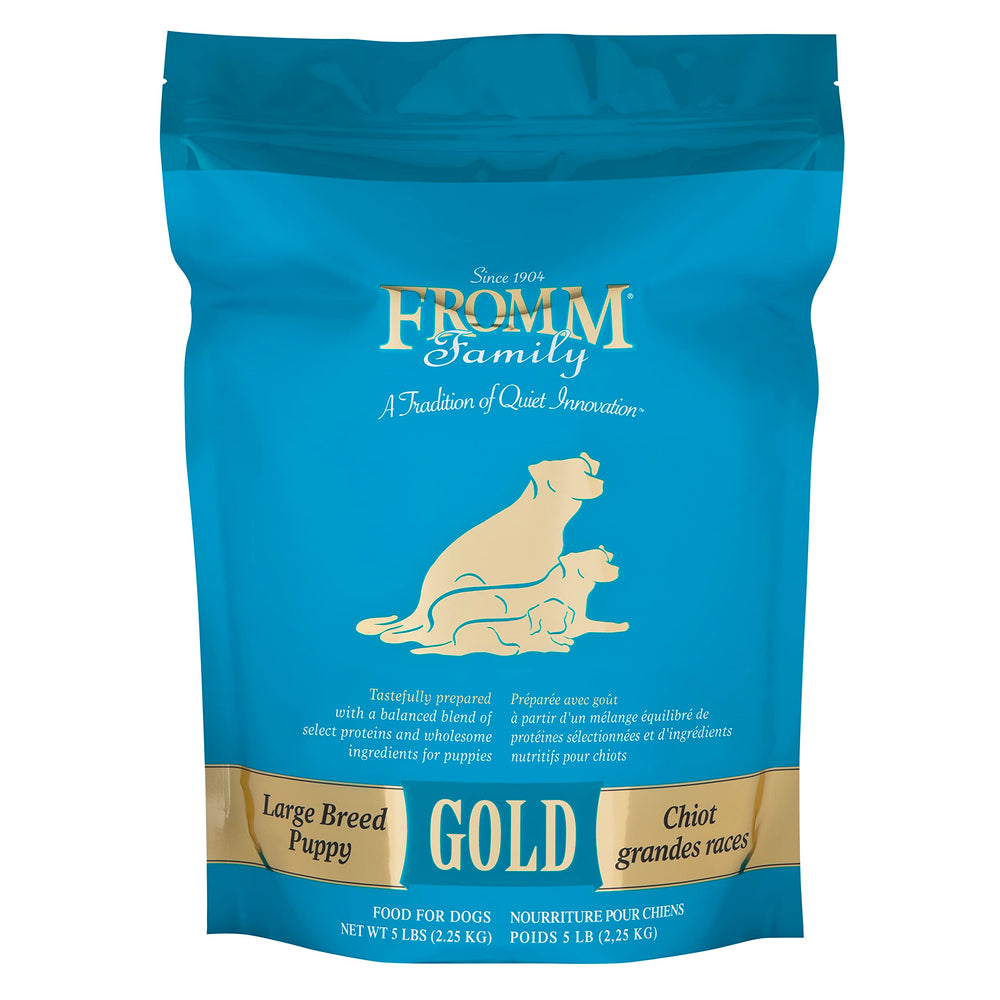 Fromm alimento para cachorros de gran raza, croquetas de pollo para desarrollo muscular.