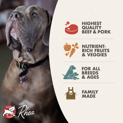 Fromm Cuatro Estrellas Nutricionales, proteína de calidad de res y cerdo para perros.