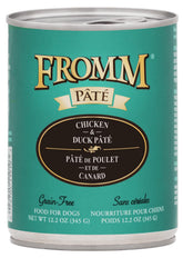 Fromm Pate Pollo Pato en latas, opción deliciosa y práctica para perros.