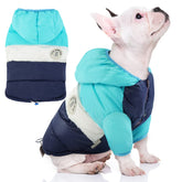 Chaqueta puffer de FUAMEY para cachorro, vista frontal, ideal para días fríos