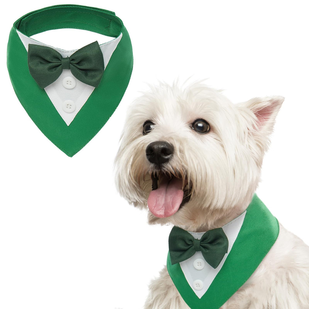 FUAMEY esmoquin para perro con lazo verde, ideal para fiestas y celebraciones.