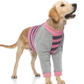 FUAMEY manga recuperación para perro protege codo en rosa con rayas – comodidad al moverse