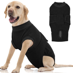FUAMEY traje de recuperación para perro visto frontal, protege la piel tras cirugía.