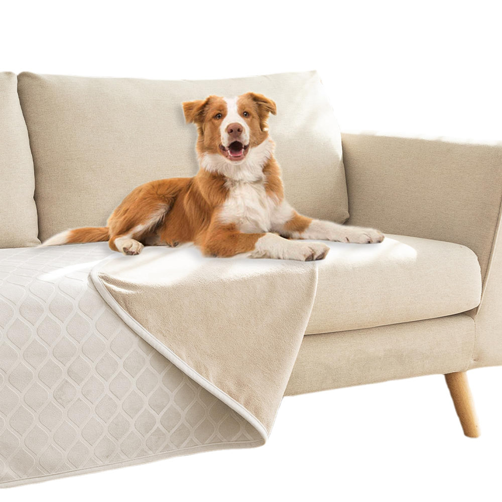 Fuguitex manta impermeable para perro, dos caras crema, protege muebles.