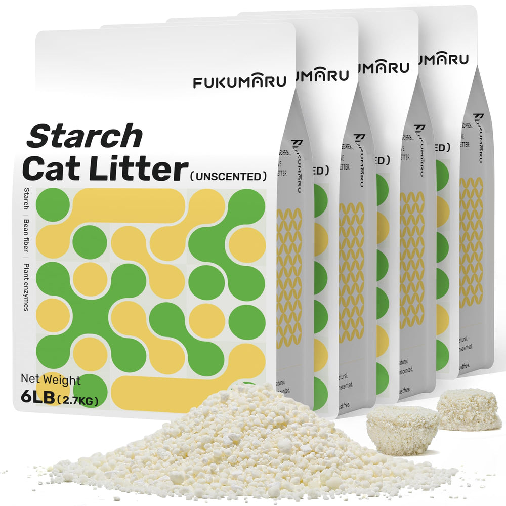 Arena FUKUMARU de yuca para gatos con aglomerante fuerte, facilita la limpieza.