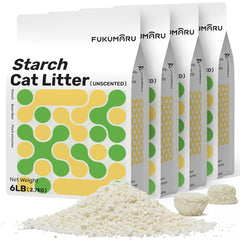 Arena FUKUMARU de yuca para gatos con aglomerante fuerte, facilita la limpieza.