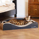 FUKUMARU Cama rascador de cartón extenso para gatos de 29-1 pulgadas, ideal para estirarse.