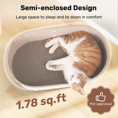 FUKUMARU rascador con diseño semi cerrado para gatos, facilita entrar y salir.