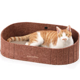 Rascador para gatos FUKUMARU con sofá ovalado de 24 pulgadas, ideal para rascar y dormir.