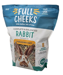 Full Cheeks pellets para conejos en bolsa de 4 lb, ideal para forraje.