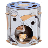 Furhaven Escondite de cartón para gato: refugio cómodo para descansar y rascar.