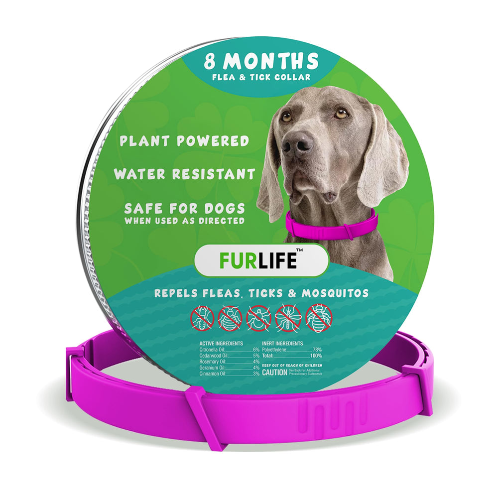 FurLife collar garrapata perro rosa: protección duradera al aire libre.