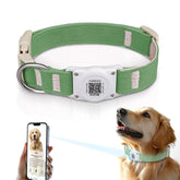 Collar Furrigo AirTag integrado, verde XL, para rastreo práctico durante paseos.
