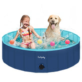 Piscina Furrybaby plegable azul marino para perros, ideal para refrescar.
