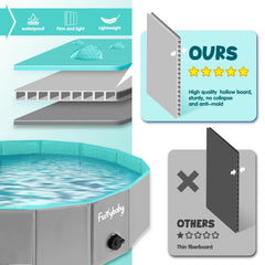 Furrybaby piscina plegable para perros, interior gris, perfecto para recreo en jardín.