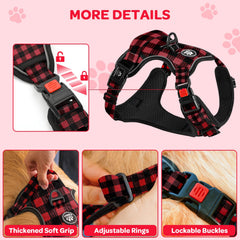 Arnés plaid FURRYFECTION para perro pequeño con manija de control para manejo.
