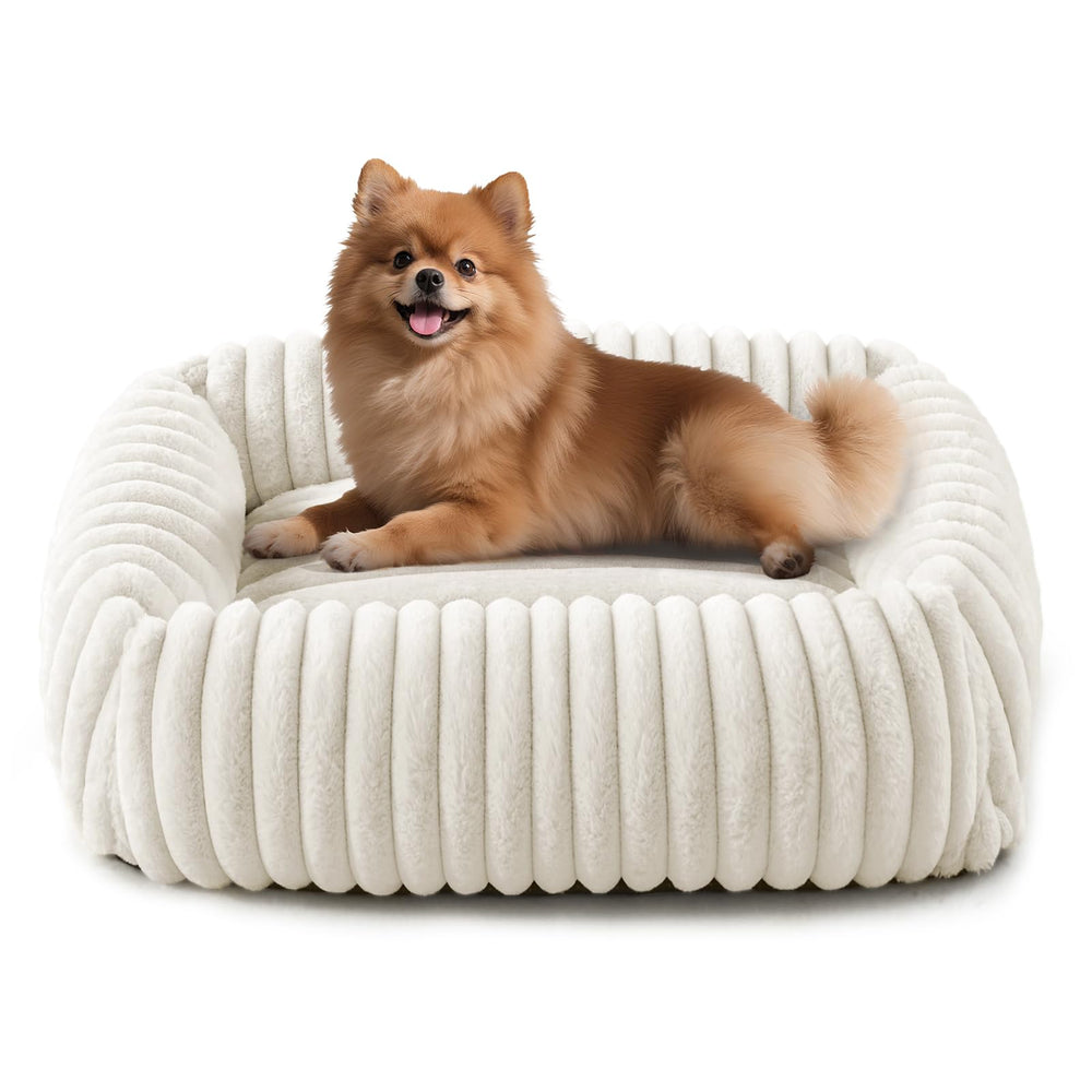 Cama FurTime para perro pequeño con reposacabezas para dormir mejor.