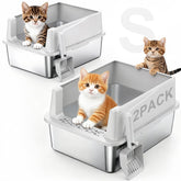 FURTIME dos-pack caja de arena acero inoxidable con tapa para privacidad