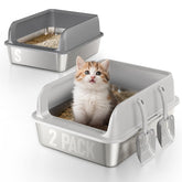 Fusblom: dos cajas de arena de acero inoxidable para hogares con múltiples gatos.