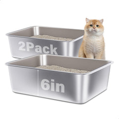 FUTAM caja de arena para gatos, frente, resistente y fácil de limpiar.