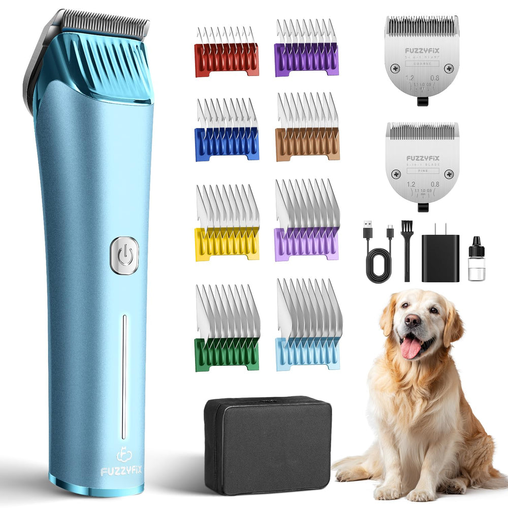 Cortapelos profesional FuzzyFix para perros, hojas 5 en 1 desmontables para acabado detallado