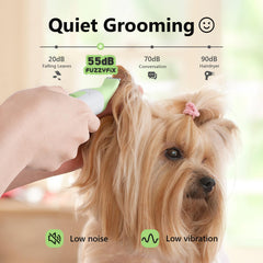 Cuchilla cerámica silenciosa de FuzzyFix para grooming suave.