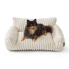 FWERDG cama-sofa-mascotas-crema-24pulgadas: descanso cómodo para gatos y perros pequeños.