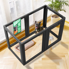 FXW AuraSpace jaula para perros, interior de 6 paneles, diseño negro seguro y espacioso.