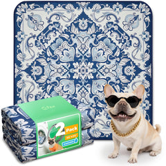 FXW tapete para perro 35 pulgadas con mandala azul para entrenamiento cómodo y limpio.
