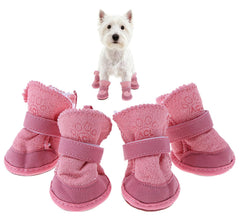GabeFish botas invierno para perro rosado, protección contra frío y nieve para paseos.