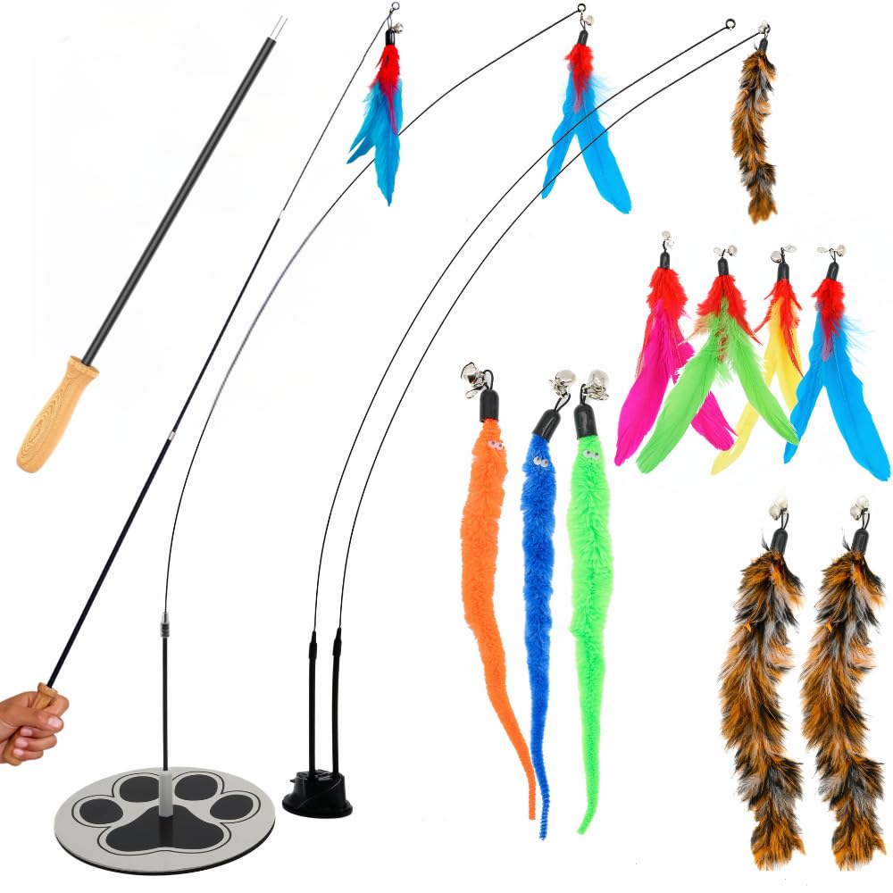 Vara pescadora GADGETSOLOGY para gatos, estimula juego activo