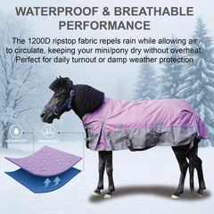 Gallopoff manta 1200D ripstop trasera protege contra lluvia ligera.