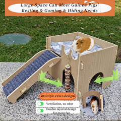 GaoHanKJ Guinea Pig Hideout: escalera con mat antideslizante para trepar seguro.