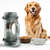 Gardner Pet: botella-agua-perro-portátil dos-en-uno para caminatas.