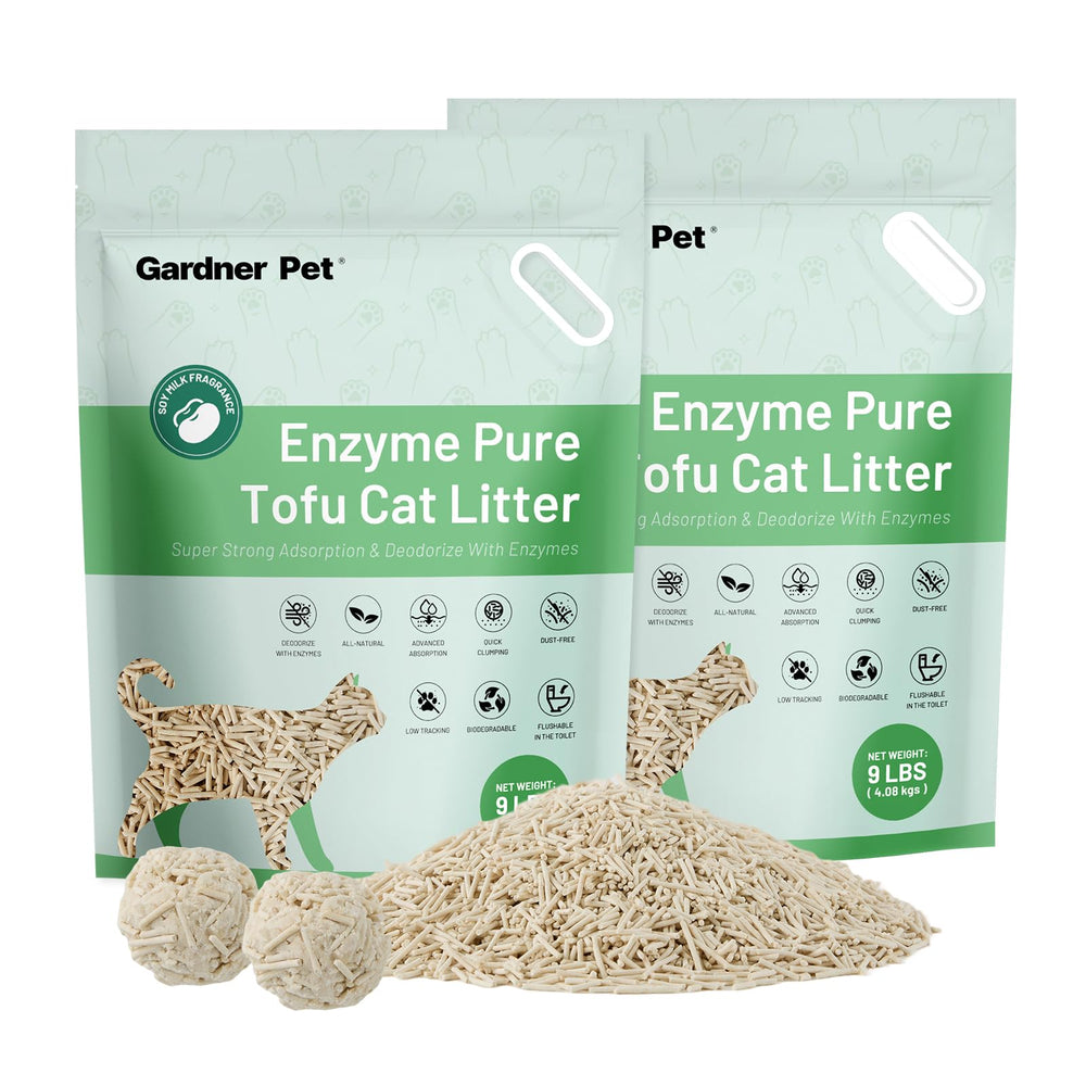 Gardner Pet Tofu Arena Gato Enzimas: control de olores eficaz para hogares con varios gatos.