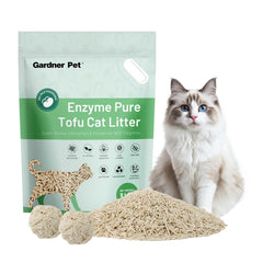 Gardner Pet Tofu Cat Litter muestra absorción rápida para control de olores y uso cómodo.