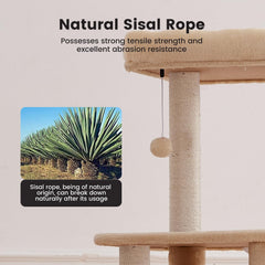 Postes forrados en sisal natural para rascar y proteger muebles.