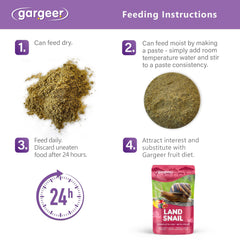 Gargeer análisis nutricional: proteína, grasa y fibra.