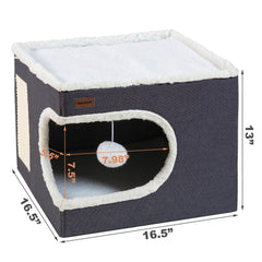 Garnpet cubo-habitat-para-gato proporciona espacio moderno y cálido para jugar.