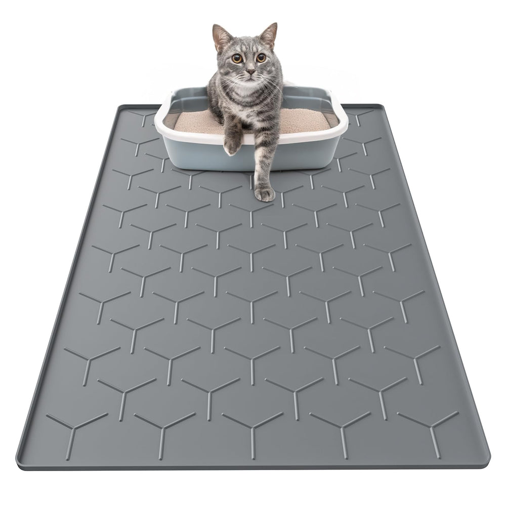 Garoopion alfombra para arena de gato 34x22 atrapa arena y evita regados.