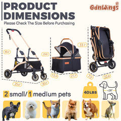 GdnWings Carrito con 6 sistemas de amortiguación, viaje más suave en cualquier terreno.