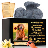 Geamuo urna de madera con marco de foto para mascota y memorial duradero