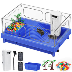 Geegoods tanque tortuga azul compacto para tortugas pequeñas y acuarios domésticos.