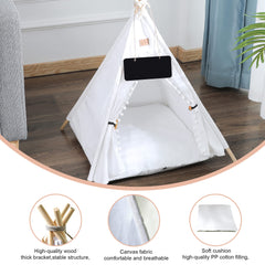GeerDuo Pet Teepee: cojín cómodo fomenta descanso y juego tranquilo.