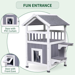 GEGURI casa-gatos-exterior-techo-asfalto: protección contra lluvia y viento