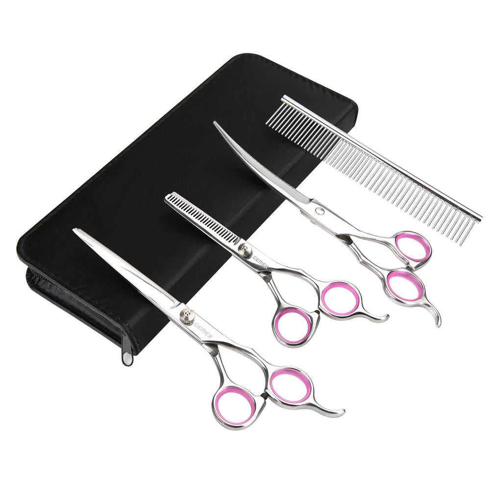 Tijeras GEMEK de corte recto para mascotas, precisión y control.