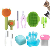 Kit genérico de cuidado para mascotas con 10 piezas para cepillado y baño suaves