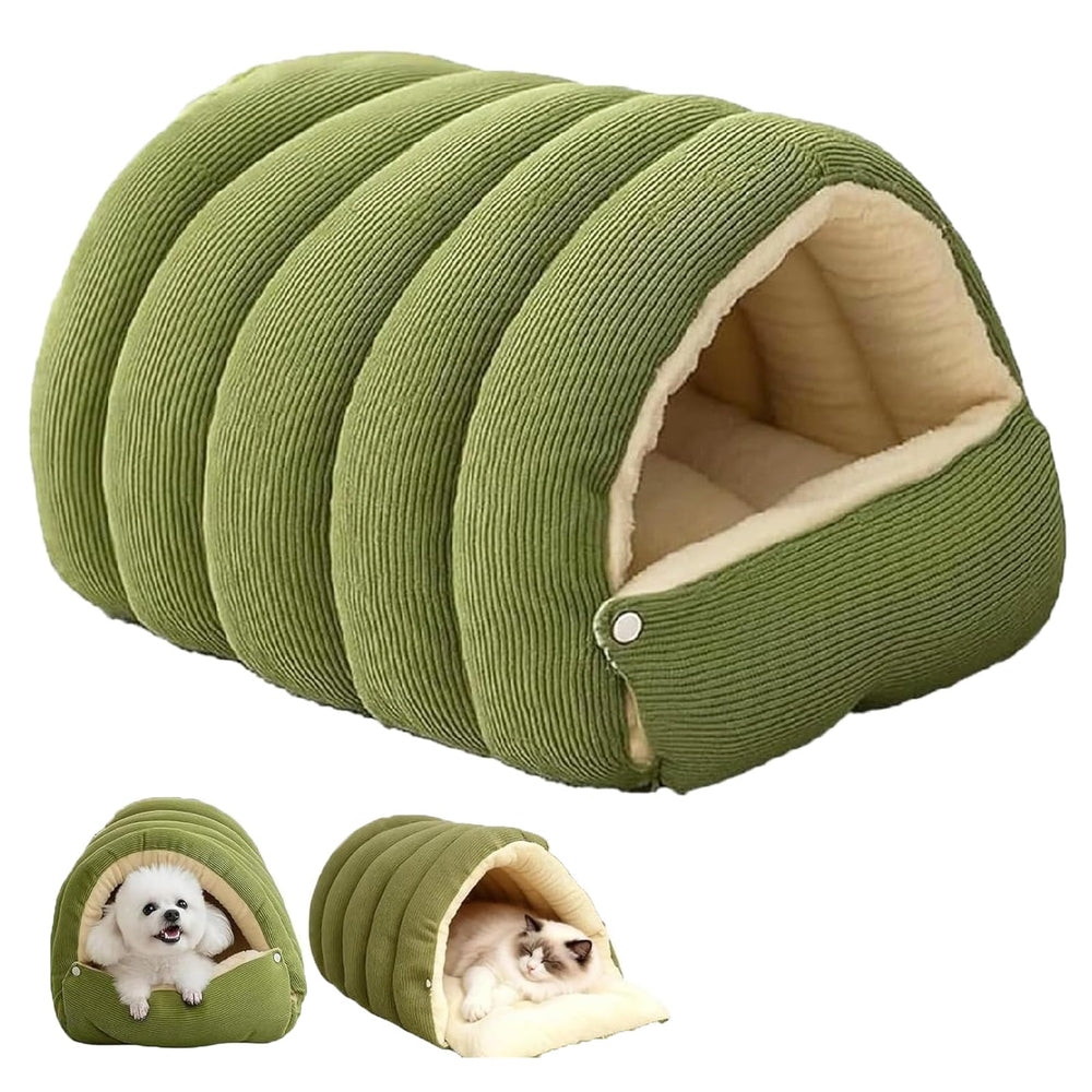 Cama genérica monstruo para gatos, vista frontal, refugio cálido para noches frías.