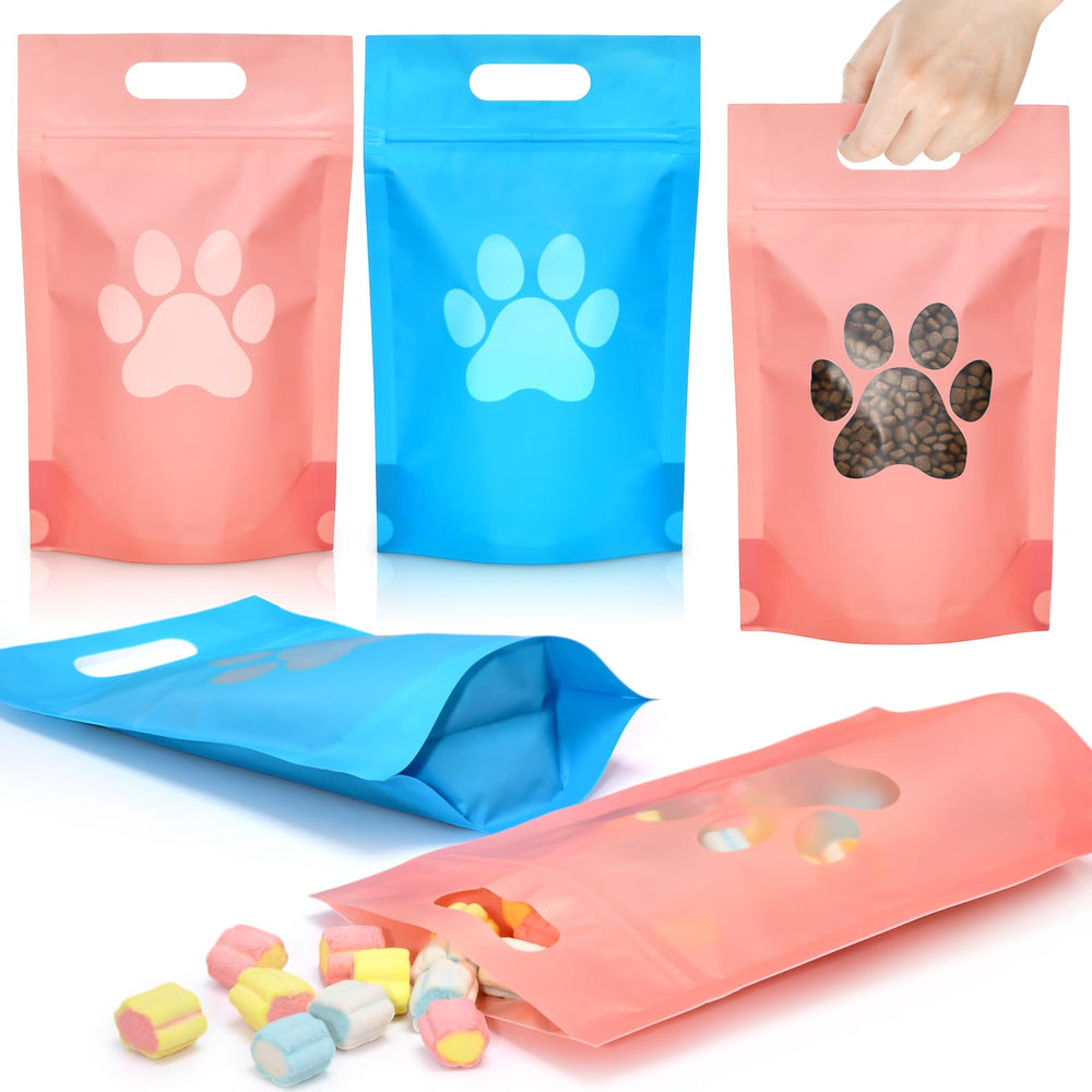 Bolsas de Gersoniel con ventana en forma de pata para exhibir premios caninos.